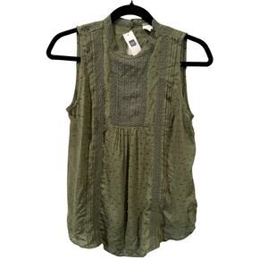 NWT GAP 100% Cotton Green Sleeveless Summer Tank Top Blouse Shirt - XS